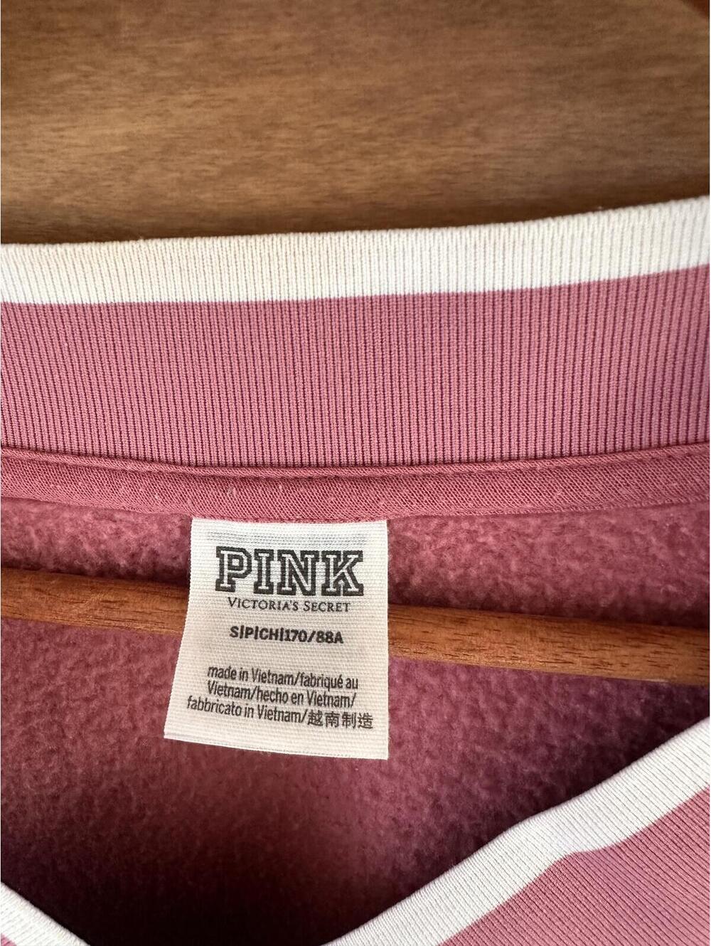 Victoria’s Secret PINK Fleece Long Sleeve V-Neck Cropped Pullover Women’s Small - Picture 7 of 14